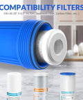 Whole House Water Filter Housing 20 Inch By 4.5 Inch Universal Pre Filtration System filter compatibility with cartridges