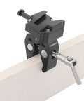 Super Crab Clamp With Universal V Lock Quick Release Adapter For DSLR Battery Setup on flat surface, black aluminum