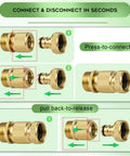 Brass Garden Hose Quick Connect Kit With Four Male And Four Female Connectors, Easy Snap On for Watering, Sprinklers, and Pressure Washers