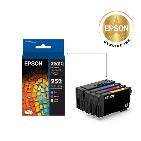 Durabrite Ultra Ink High Capacity Black And Standard Color Cartridge Combo Pack T252XL-BCS For WorkForce WF-3620 3640 7110 7610 7620 7710 7720 7210