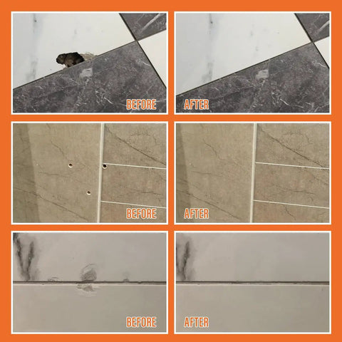 Ceramic Tile Repair Kit for Chips and Cracks Color Matched Porcelain Tile Repair Filler with Superior Adhesion Home DIY Patch Kit for Floors and Walls Before and After Restoration