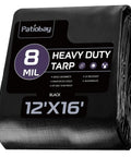 Heavy Duty 12x16 Ft Tarp 8 Mil Waterproof With Grommets Every 23.6 Inches Thick Plastic Tarp UV Resistant packaging close-up