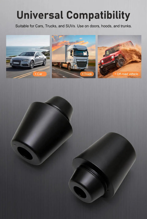 Amp Up Your Daily Ride With These Top Shelf 10 Pack Car Door Buffer Pads Heavy Duty Rubber Shock Absorbers Silence Door Slams Cushion Impact And Guard Panels In Black close-up view of black rubber buffer pads for car door protection.