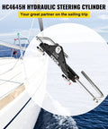 Front Mount Hydraulic Steering Cylinder HC4645H for Outboard Boats Up to 150HP, under steering arm view