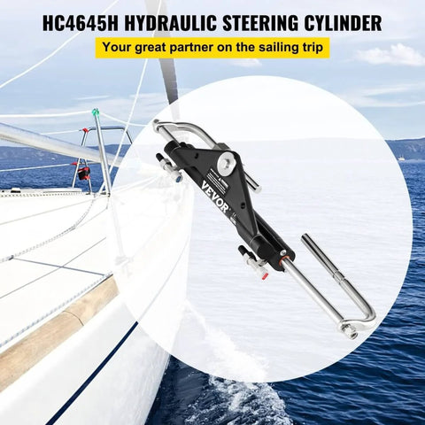 Front Mount Hydraulic Steering Cylinder HC4645H for Outboard Boats Up to 150HP, under steering arm view
