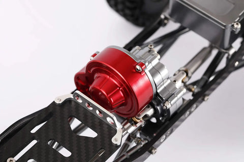 Beefed-Up Full Alloy 1/10 RC Car Transmission Case Gearbox Assembled For Axial SCX10 SCX10 II 90047 with front cover visible