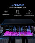 Money Counter Machine N60 With Mixed Denominations showing UV counterfeit detection feature in use