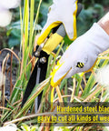 Upgraded Grass Shears For Garden And Lawn Care With Heat Treated Blades, Durable Construction, And Ergonomic Handles In Use