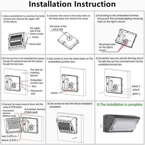 Beefed Up Bright 120W LED Wall Pack Dusk To Dawn Security Light For Outdoor Use installation instructions
