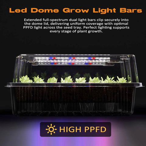 80 Cell Self Watering Seed Starter Tray With Grow Light Kit For Indoor Germination Humidity Dome Included 56 LED Beads Per Tray Adjustable Brightness And Timer For Fast Seedling Growth