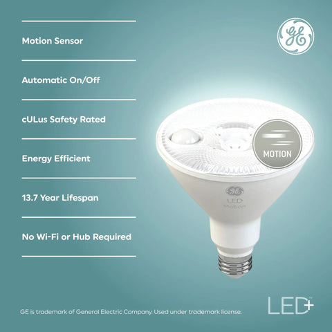 LED Motion Sensor Outdoor Flood Light Bulb 15W PAR38 Warm White Plug And Play Setup Auto On When Motion Detected Easy Screw In E26 Base No Hub Or App Needed Weatherproof Security Light For Outdoors with motion sensor feature