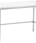 Real Deal Commercial Prep Table With Reversible Poly Top 72 By 24 Inches heavy duty stainless frame with white thermoplastic surface.