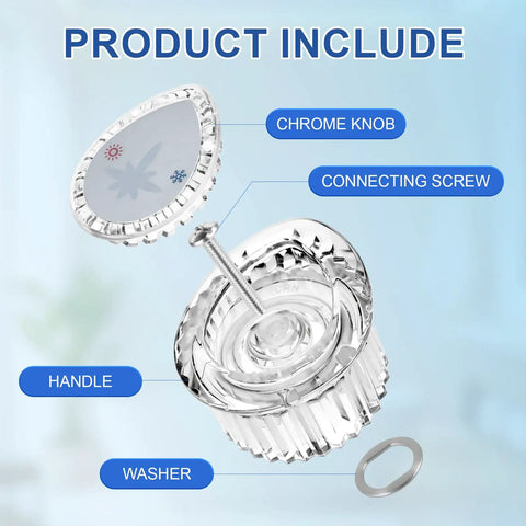 Easy Swap No-Hassle Shower Handle Replacement Kit for Posi-Temp Tub and Shower Faucets, includes acrylic knob, screw, washer