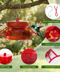 6 Oz Glass Hummingbird Feeders For Outdoors Hanging 2 Pack Mason Jar Style With 4 Realistic Silicone Flower Ports Perches