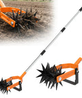 Rotary Cultivator With Long Handle And Adjustable Stainless Steel Pole 2 In 1 Hand Tiller for weeding soil loosening aerating