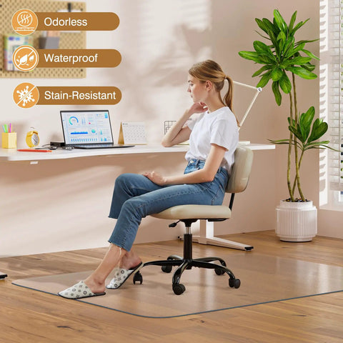 Clear Chair Mat For Hardwood Floors 46 By 60 Inches Desk Floor Protector Heavy Duty Non Slip Mat For Rolling And Gaming Chairs Durable Computer Mat For Home Office