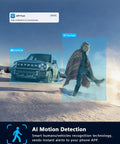 AI motion detection with alerts in 4K 8CH PoE NVR with 10 Inch IPS Monitor, showing human and vehicle recognition in snow.