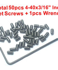 50 Piece 4-40 By 3/16 Inch Stainless Steel Hex Socket Set Screws With Allen Head And 1.27mm Allen Wrench in view