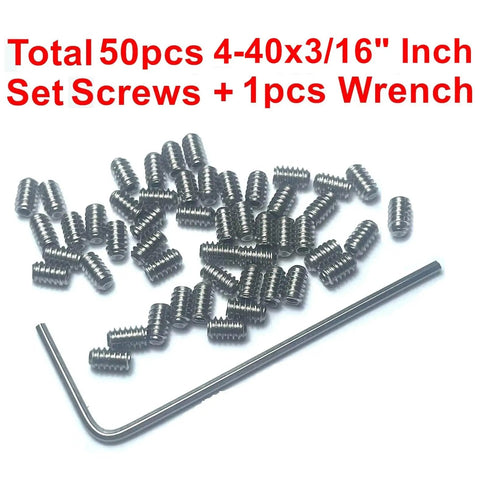 50 Piece 4-40 By 3/16 Inch Stainless Steel Hex Socket Set Screws With Allen Head And 1.27mm Allen Wrench in view