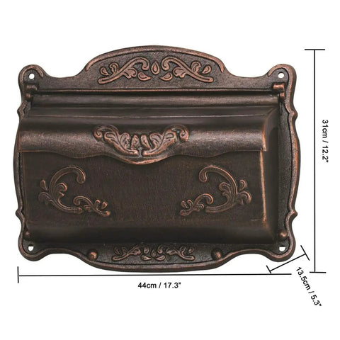 Wall Mounted Mailbox In Vintage Bronze Finish, Built Like A Tank With Cast Aluminum Construction, Weatherproof And Durable, L17.5 X W5.3 X H12.25 Inches, Classic Yet Modern Exterior Mailbox For Traditional And Contemporary Homes.