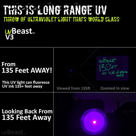 V3 385-395nm Black Light UV Flashlight With High Power Triple Broadband LEDs For Professional And Commercial Use Long Battery Life USA Stock Beast Mode Power Industrial Grade Blacklight