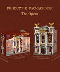 Vintage European Grand Theater Building Set With Crystal Chandelier, Transparent Dome And Expandable Street Scenes