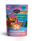 36 Pack Flower Seeds Garden Kit With Heirloom Non GMO Seed Starter Pack Varieties packaging with colorful flowers