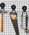 Heavy Duty Magnetic Hooks For Garage And Shop With Rubber Coated Base Anti Slip Grip 22 Lb Pull hold tools on pegboard