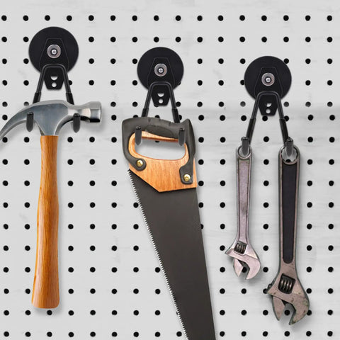 Heavy Duty Magnetic Hooks For Garage And Shop With Rubber Coated Base Anti Slip Grip 22 Lb Pull hold tools on pegboard