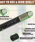 Digital Angle Finder Protractor 2 In 1 Miter Saw Ruler 7 Inch 200mm ABS with LCD, buttons, and knob, for measuring angles