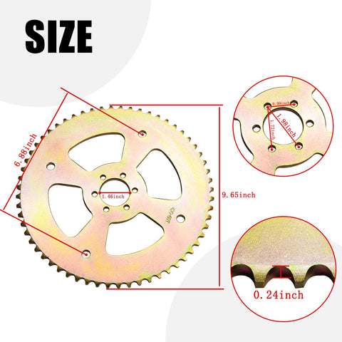 60T 420 Chain Six Hole High Torque Rear Sprocket Direct Fit For Coleman CT100U CC100X RB100 B100 Baja Size Chart