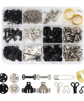 Everyday Quick Fix Hook And Eye Sewing Kit With 112 Pairs In Assorted Sizes Black And Silver Metal Closures For Clothing Bras Skirts Dresses Pants Plus Handy Organizer