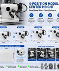 Heavy Duty Pneumatic CNC Four Axis Telescopic Tailstock MT 4 Live Center with 4 height options for rotary tables.