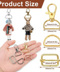 Sturdy Metal Swivel Snap Hooks Bulk Kit With D Rings And Quick Slide Buckles For Keychains Purse Straps Dog Collars And Craft Projects, shown with size reference.