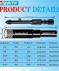Image showing the Seven Piece Diamond Drill Bit Set For Ceramic Porcelain Marble Granite And Glass With Dry Core Bits And Wax Lubricant For Cool Cutting Round Shank Three Sixteenth Inch One Quarter Inch X2 Five Sixteenth Inch Three Eighths Inch One Half Inch, including specifications and measurements.
