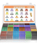 1200 Piece Auto Fuse Kit With 520 Standard Fuses And 680 Mini Fuses Plus Puller organized in a clear box for car electrical repairs.