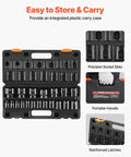 Beefy 1/2 Inch Drive 19 Piece Impact Socket Set With 6 Point Hex Sockets, case with precision slots and handle