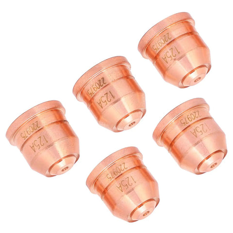 5Pcs Copper Plasma Cutter Nozzle, Electrode Tip, Spray Head Pro Grade Accessories Kit For 125A Cut Machines, High Temp Copper Tips.