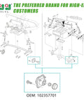 Diagram of 2 Pack Front Wheel Hub Assembly For Club Car DS And Precedent Golf Carts 2003 And Up Includes Bearings Races