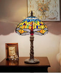 Grapefruit Orange Dragonfly Tiffany Style Table Lamp For Small Spaces Reading Desk Light 12 Inch Shade And 20 Inch Tall Handcrafted Resin Base