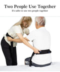 Caregiver using Gait Transfer Belt For Seniors With Three Handles And Quick Release Buckle on elderly patient for support