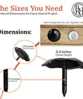 Rustic 1.25 Inch Round Head Decorative Nails Set Black Nails dimensions with nail size comparison to US quarter coin
