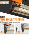 14 Gauge Pneumatic Concrete T Nailer With 400 Pcs 3/4 Inch T Nails, Touch-Strike Security System, die cast aluminum body