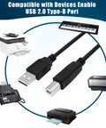 Tough As Nails 10Ft Usb A To B Male Cable Cord Plug And Play Data Sync Wire with printers and keyboards in background.