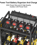 Heavy Duty Garage Tool Cart With Charging Station And Built In Organizer All In One Pro Grade Rolling Tool Storage
