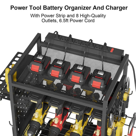 Heavy Duty Garage Tool Cart With Charging Station And Built In Organizer All In One Pro Grade Rolling Tool Storage