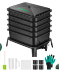 Five Layer Worm Compost Bin For Home Gardens 50L Vermicomposting Kit with spigot and accessories