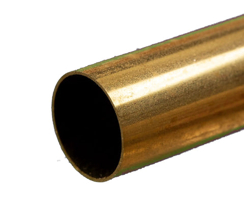 Brass Round Tube Stock Nine Sixteenth Inch Diameter Twelve Inch Length Seamless Mill Finish Hard Alloy 260/272 ASTM B135 Made In USA For DIYers Jewelry Home Decor Tinkering Model Making Trains Planes RC Projects