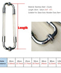 Stainless Steel Clear Acrylic Door Hardware Kit for front doors and glass panels, 30-120cm length, shown with double sided grab bar.