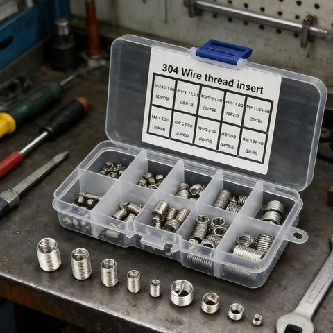 150-Piece 304 Stainless Steel Helical Thread Insert Kit For Metal Thread Repair, Assorted M3 To M12 Coil Inserts